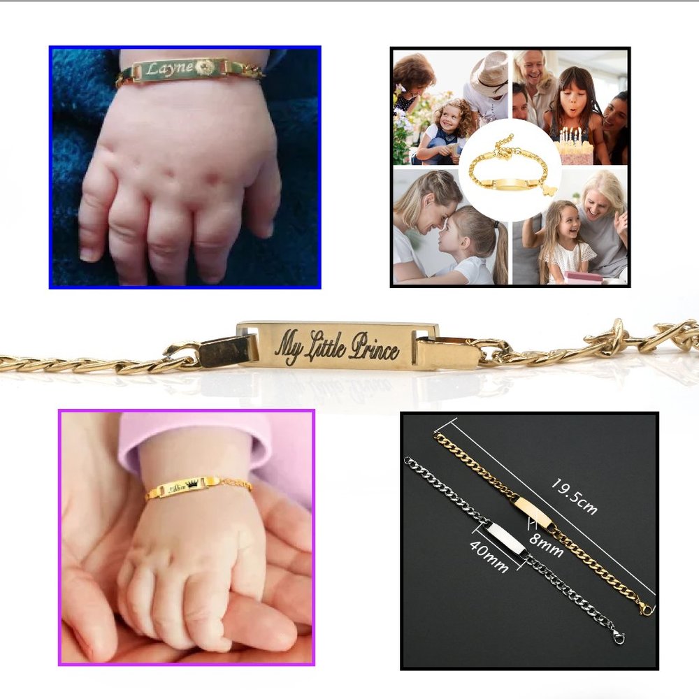 Silver baby bracelet with personalized name plate. - Picture 2 of 5